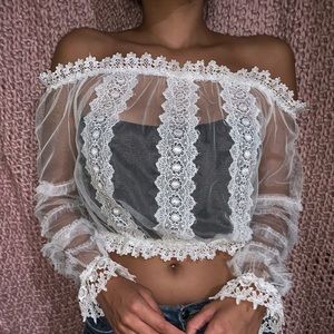 Sheer top with lace